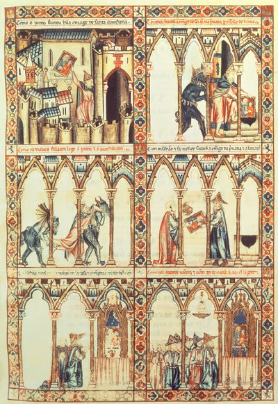 102-0002738 TII Cantiga 34, "Cantigas de Santa Maria"dan resim, Alfonso X ("Bilge") Kastilya ve Leon Kralı (1221-84) (parşömen) (ayrıca bkz. 68647) by Spanish School