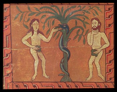 Adem ve Havva, Sagars alt parçasından (panelde tempera) by Spanish School