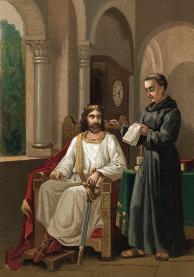 Şarlman ve Alcuin by Spanish School