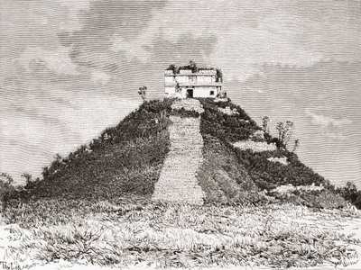 Chichen Itza, Yucatán, Meksika: El Castillo, diğer adıyla Kukulkan Tapınağı veya Kukulkans piramidi by Spanish School