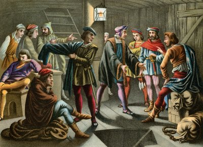 Columbus, gemide demlenen bir komployu sakinleştiriyor by Spanish School