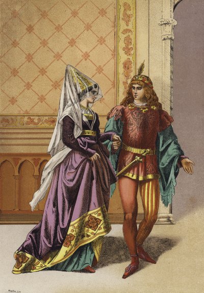 Avrupa soylu kadın ve ozan, 15. yüzyıl by Spanish School
