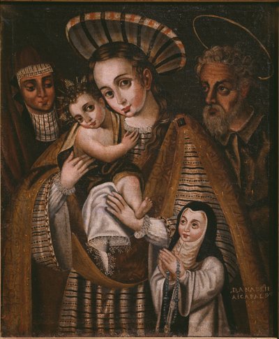 Ex voto, Aziz Anne ve Manastırın rahibesi Ana de Ibaizabal ile Kutsal Aile by Spanish School