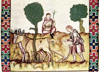 Fol.237r Bir çiftçi, oğluna tarla sürmeyi öğretiyor by Spanish School