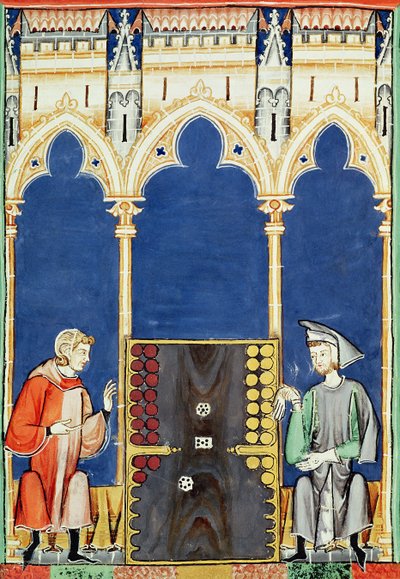 Fol.85v Oyunlar, Satranç, Zar ve Tahtalar Kitabından İki Tavla Oyuncusu, 1282 by Spanish School