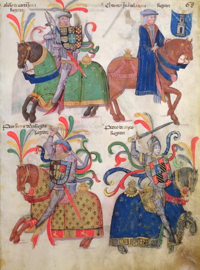 Los Caballeros de la Cofradia de Santiago Kitabından dört süvari by Spanish School