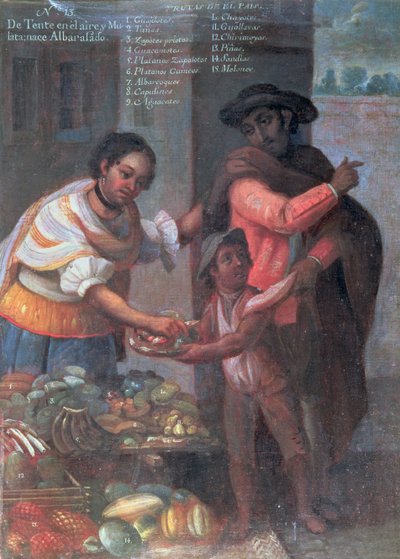 Renkli Bir Adam ve Bir Melezden Esmer Bir Çocuğa (tuval üzerine yağlıboya) by Spanish School