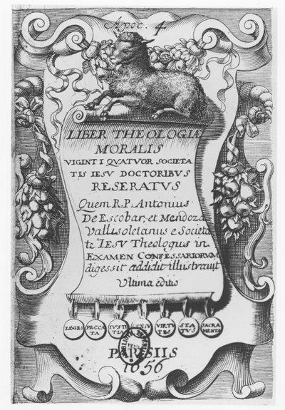Liber Theologiae Moralis için Frontispiece, Antonio Escobar y Mendoza, 1656 by Spanish School