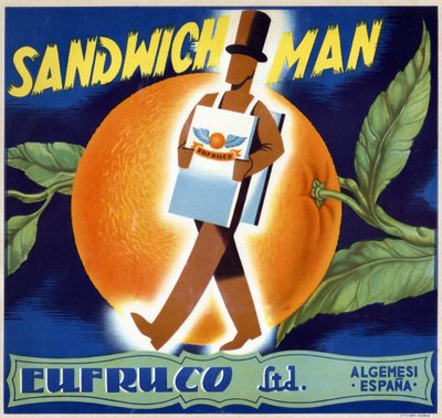 Bir "erkek sandviç" çizimi. Portakallar için etiket “Eufruco””, Valencia, 20. yüzyıl. by Spanish School