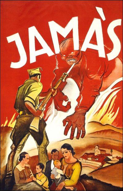 Jamàs (“Asla”), İspanya Savaşı sırasında İspanyol ailelerini koruyan bir askeri gösteren poster. 1936 ile 1939 arasında. by Spanish School