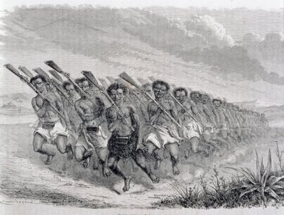 Maori Savaşçıları Savaş Dansı Yapıyor, 