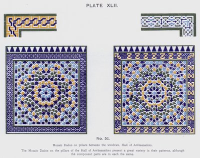 Pencereler arasındaki sütunlarda Mozaik Dados, Elçiler Salonu (renkli taş) by Spanish School