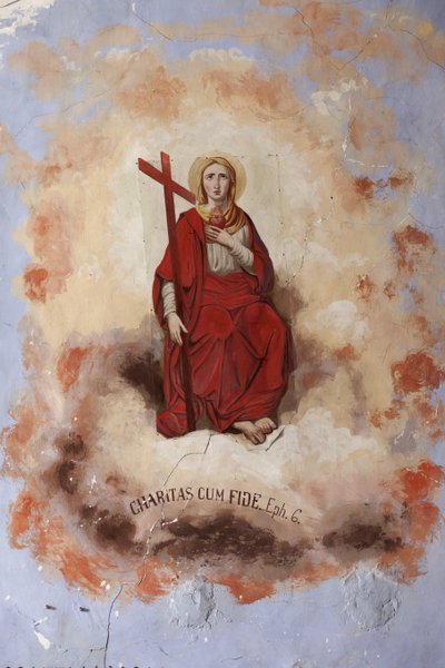 Bölge kilisesi Conques, Sant Miquel de Conques kilisesi. iç mekan Gemi. Kasalar. detay. J Oromí'nin duvar resimleri. 1881. Barok. by Spanish School