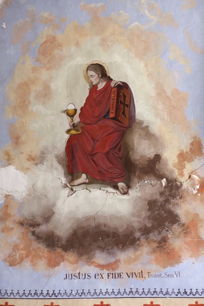 Bölge kilisesi Conques, Sant Miquel de Conques kilisesi. iç mekan Gemi. Kasalar. detay. J Oromí'nin duvar resimleri. 1881. Barok. by Spanish School