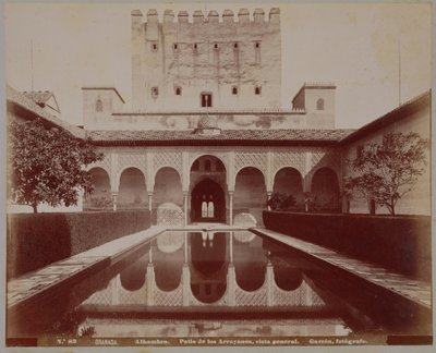 Patio de los Arrayanes, Alhambra, 1875-80 dolayları (sepya fotoğrafı) by Spanish School
