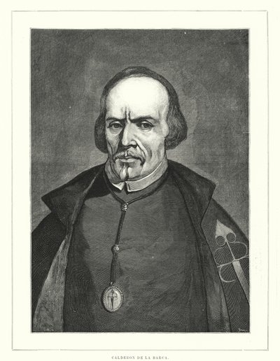 Pedro Calderon de la Barca, İspanyol asker, rahip ve yazar (lito) by Spanish School