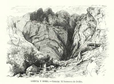 Delphi Ravine, Yunanistan (lito) by Spanish School