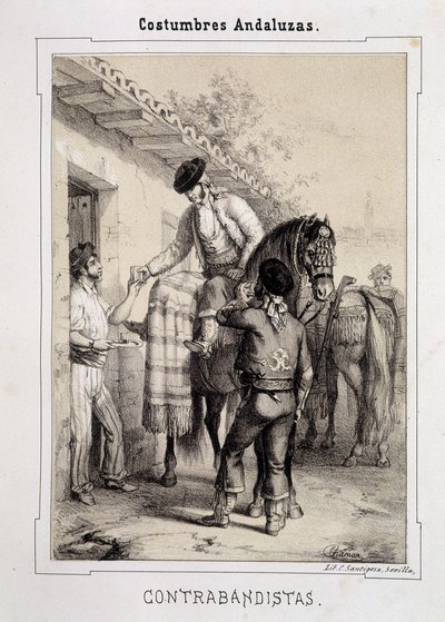 Kaçakçılar, D Antonio Chaman tarafından “” Endülüs Kostümleri” by Spanish School