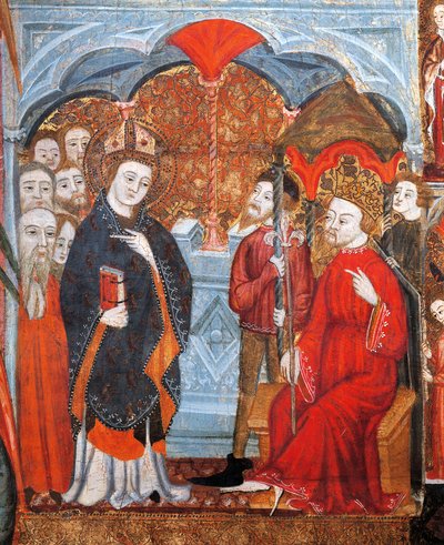 St Lazarus, Provence Kralı'nın huzurunda Marsilya'nın ilk Hıristiyanlarını kabul ediyor by Spanish School
