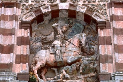 At sırtında bir şövalye heykeli by Spanish School