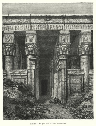 Hathor Tapınağı, Dendera, Mısır (lito) by Spanish School
