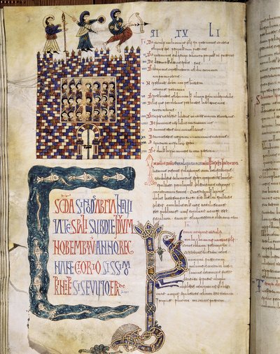 619'da Hispalense II Konseyi, Glosas Emilianenses'den sayfa, 992-994 (ışıklı el yazması) by Spanish School