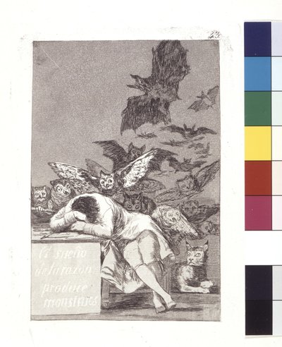 Aklın Uykusu Canavarlar Üretir (gravür ve aquatint) by Spanish School