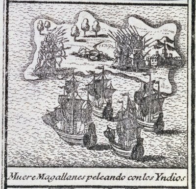 Kızılderililerle savaşta Macellan'ın ölümü by Spanish School
