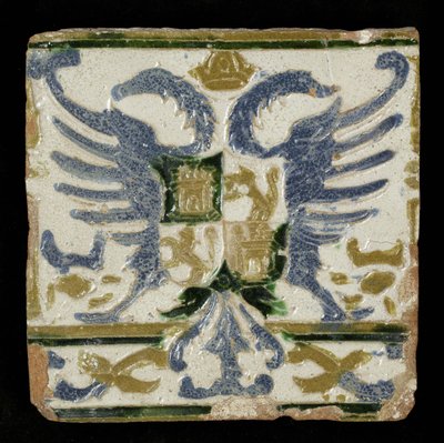 Leon ve Kastilya Kolları ile Çini, 1525 (toprak kap) by Spanish School