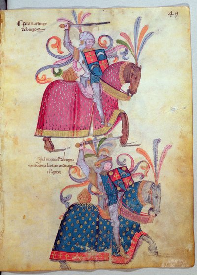 Santiago Şövalyeleri Kitabından iki süvari by Spanish School