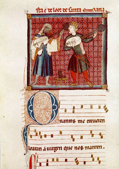 Biri Mağribi, diğeri İspanyol Hıristiyan iki müzisyen, Saint Mary Şarkısı