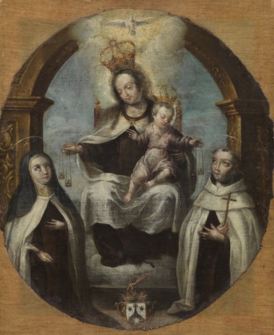 Aziz Claire ve Aziz Dominic arasında Bakire ve Çocuk, c.1700 by Spanish School