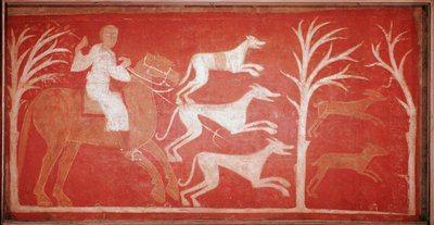 oyundan sonra koşan köpekleri betimleyen av sahnesi. 1150. Baudelio de Berlanga, Soria