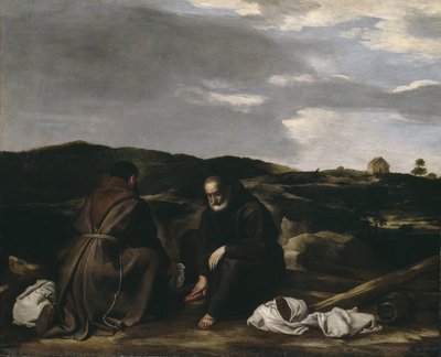 Bir Manzarada İki Keşiş, c.1645 by Spanish or Italian School