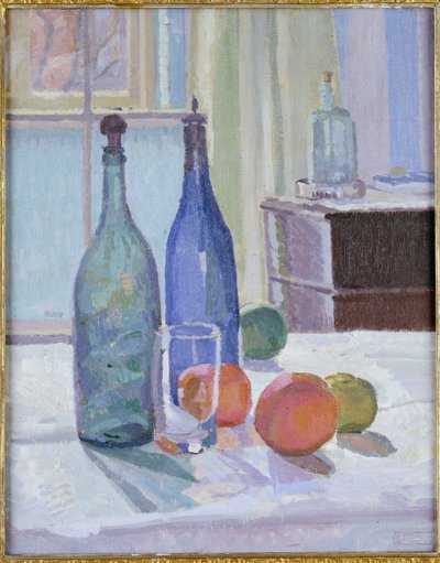 Mavi ve Yeşil Şişeler ve Portakallar by Spencer Frederick Gore