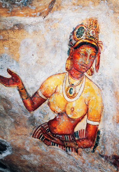 Sigiriya Bakireleri, fresk, Sigiriya arkeolojik sit alanı (Unesco Dünya Mirası Listesi) by Sri Lankan School