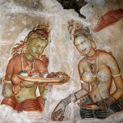 Hizmetçinin görünümü (aslan kayasının freski, 5. yüzyıl) by Sri Lankan School