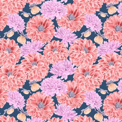 Dahlia kahraman deseni colorway 2, 2020 (grafit kalem ve dijital) by Stacy Hsu