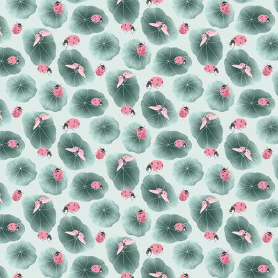 Nasturtium koordinat deseni colorway 1, 2020 (grafit kalem ve dijital) by Stacy Hsu