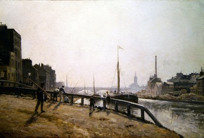 Kanal sahnesi (tuval üzerine yağlı boya) by Stanislas Victor Edouard Lepine