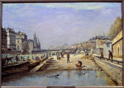 Paris'teki Quai aux Fleurs Stanislas Lepine (1835-1892) tarafından yapılan resim 19. yüzyıl Reims, Musee des Beaux Arts by Stanislas Victor Edouard Lepine