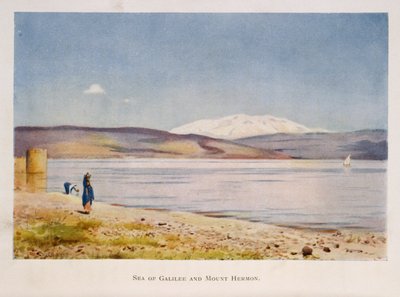 Sea of Galilee towards Mount Hermon (in Syria), Palestine 1906 by Stanley Inchbold