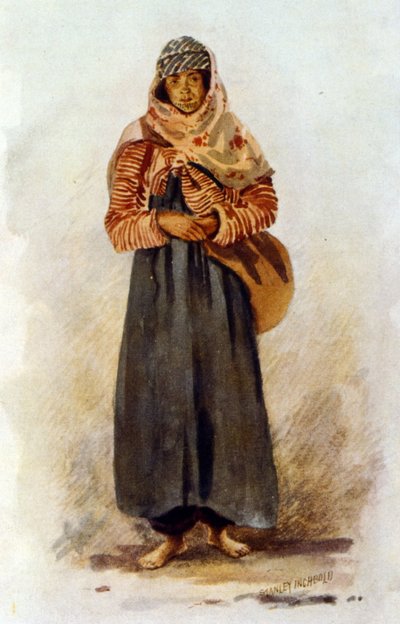 Suriyeli bir köylü kadını tasvir eden illüstrasyon by Stanley Inchbold