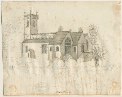 Abbots Bromley Kilisesi : hafif yıkamalı kalem kroki, nd [1762-1802] by Stebbing Shaw