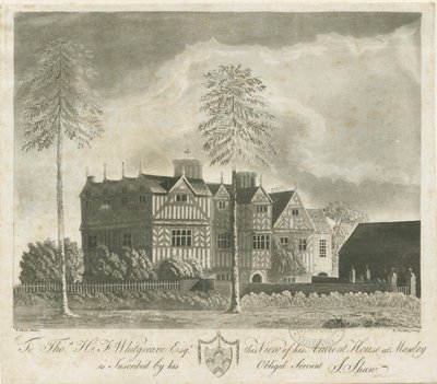 Bushbury - Moseley Old Hall: aquatint gravür ve [18. yüzyıl] by Stebbing Shaw