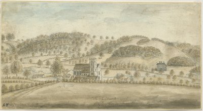 Colwich Kilisesi ve Oakedge Evi: sulu boya, nd [1762-1802] (resim) by Stebbing Shaw