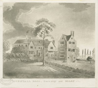 Dunstall Hall: aquatint gravür, nd [1762-1802] (baskı) by Stebbing Shaw