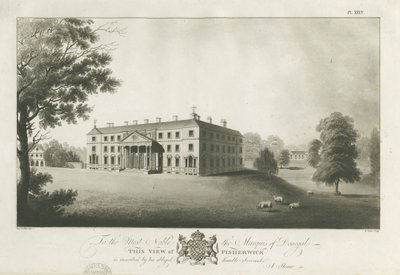 Fisherwick Hall: aquatint gravür, nd [c 1797] (baskı) by Stebbing Shaw