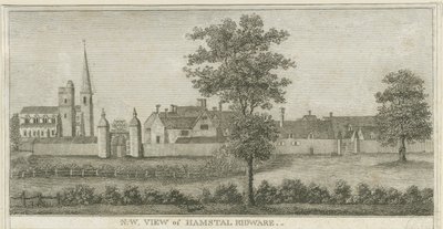 Hamstall Ridware - Kilise ve Malikane: gravür, nd [1762-1802] (baskı) by Stebbing Shaw