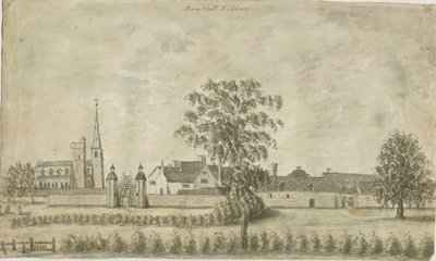 Hamstall Ridware - Kilise ve Malikane: sulu boya, nd [1762-1802] by Stebbing Shaw